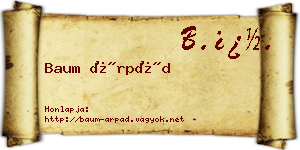 Baum Árpád névjegykártya